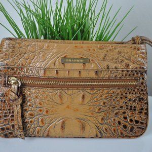 Tan croc leather Brahmin wristlet